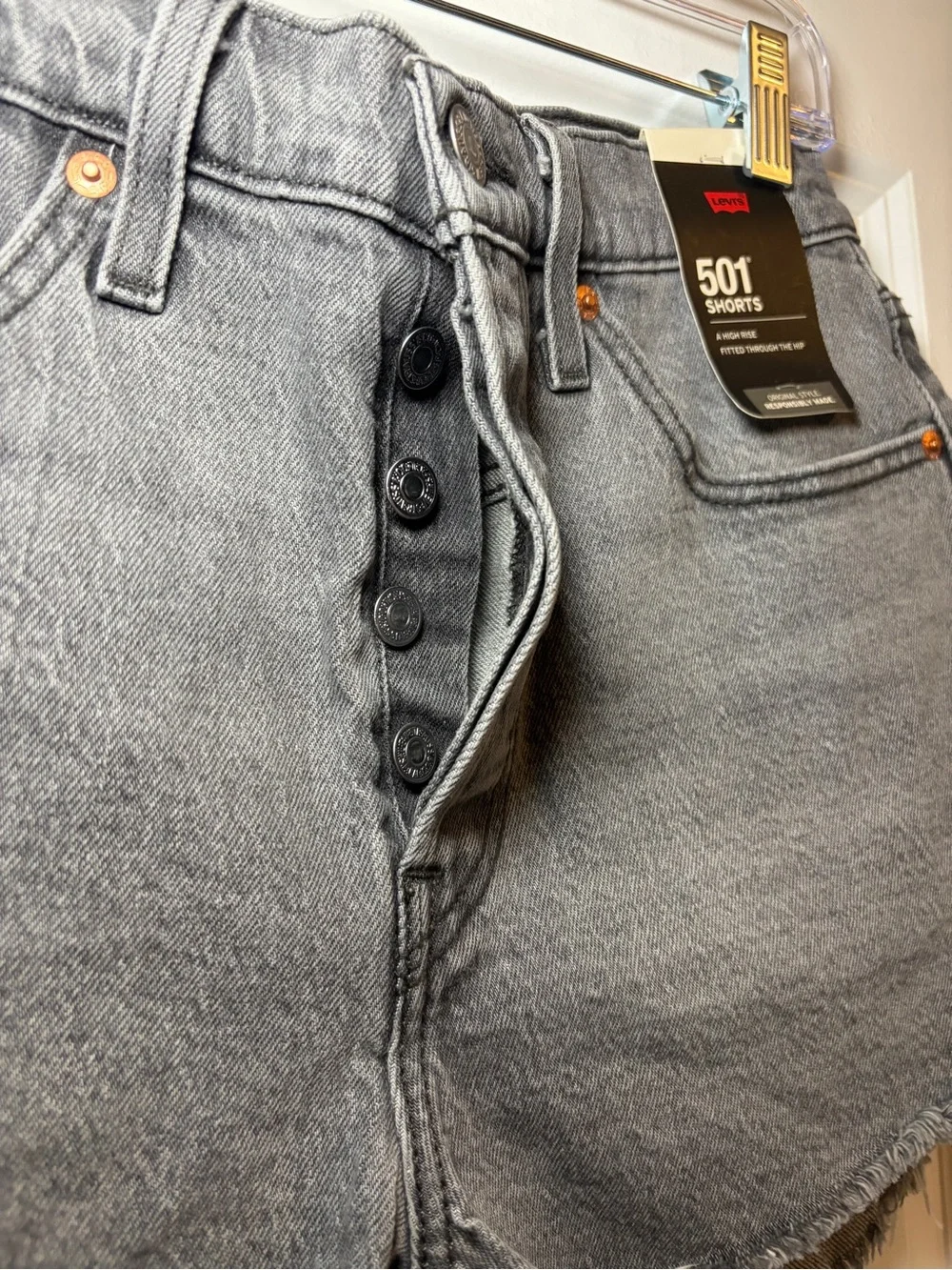 Levi's | Gray 501 High-Rise Cutoff Denim Shorts NWT